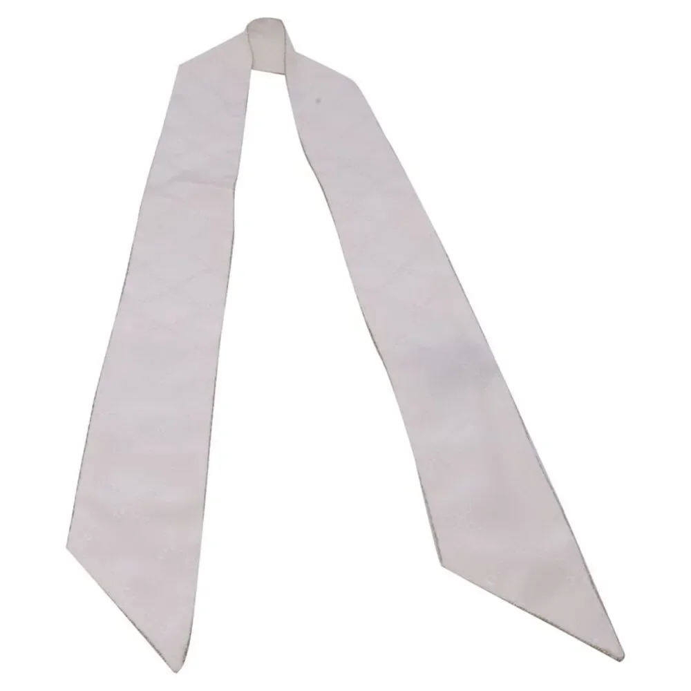Chanel Chain-Link Printed Twill Scarf in White Silk